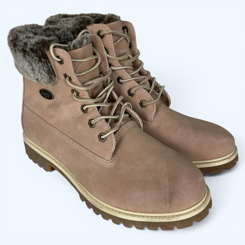 Lugz Women's Empire Hi Faux Fur 6-inch Boots Soft Pink Water Resistant Size 10